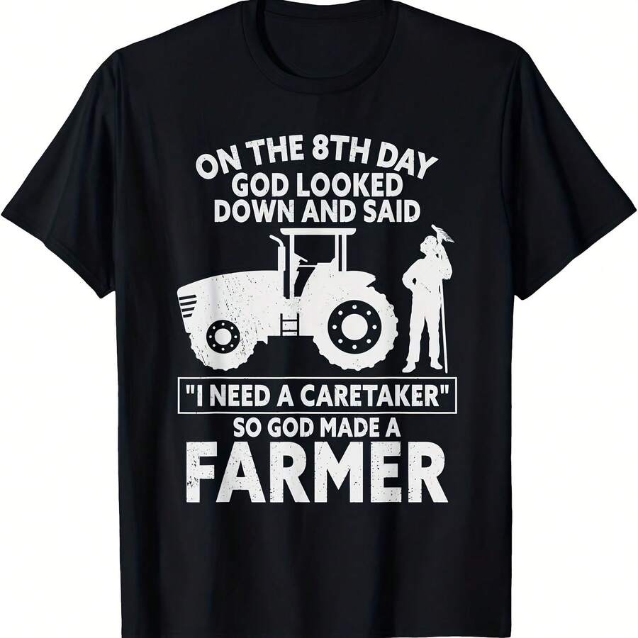 Funny So God Made A Farmer Farming Agriculture Gift Uni T-Shirt - Black - View 1