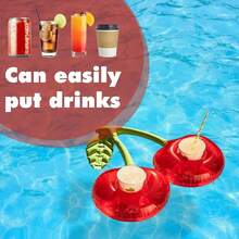 1个充气单/双樱桃杯托，水上漂浮饮料杯垫，适用于泳池派对、游泳池饮料架 - 1pcs - 查看 4