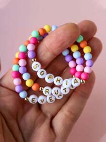 1 pieza Pulsera personalizada de nombre, letra, texto multicolor, regalo de fiesta de cumpleaños de color vibrante, obsequio de vuelta al colegio, pulsera para adolescentes, multiusos, ornamentales, letter, elegante, moderno, acogedor, lindo, adorable, casual, personalizado, personalizada, única, personalizados, regalos ideales para él, Regalos ideales