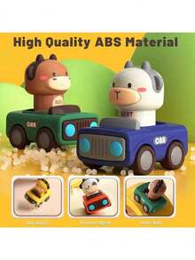 适合1-3岁幼儿的按压式汽车玩具，婴儿动物赛车，婴儿玩具车套装，适合18-36个月的婴儿推拉式惯性汽车玩具，适合1-3岁男孩的生日礼物，婴儿玩具车