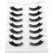 False Eyelashes Faux Mink Lashes Cat-Eye Look 18MM Wispy Long 8D Volume Fake Eyelash Strips 7 Pairs Pack