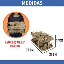 Organizador de estacionamiento modelo 3 carritos colección mini autos con rampa y helipuerto exhibición almacenamiento juguetes niños espacioso resistente compacto diseño innovador - Beis - Ver 2