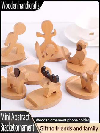 2pcs/1pc Cute Wooden Dog Shaped Phone/Tablet Stand, Multipurpose Desktop Decor Holder Suitable For Office, Coffee Table, Home Garden, Indoor And Outdoor, Great Gift For Holiday, Graduation, Back To School, Christmas