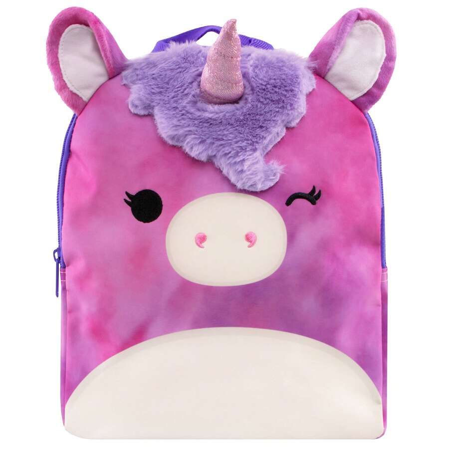 Squishmallows 女孩背包 | Lola The Unicorn 兒童背包 |可愛的學校背包|適合女孩的趣味包包 - 紫色 - 查看 1
