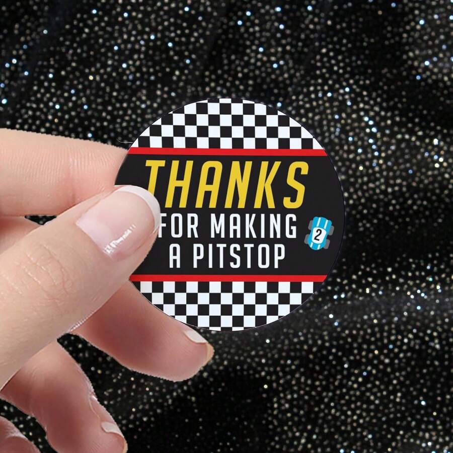 10/20/30pcs Race Car Birthday Party Stickers, Let's Go Racing Racecar Stickers Racing Stickers And Decals, Race Car Racing Gifts For Birthday Party Favors(1.75" Thank You Labels) - Multicolor - View 1