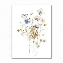 1 pieza Cartel de lienzo con impresión de acuarela de flores y hojas botánicas, para decoración de pared en sala de estar y el hogar, con opción de marco, decoración moderna - Multicolor - Ver 52