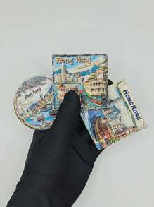 1 PIEZA Imán de nevera de resina con diseño de barco de crucero de arquitectura de Hong Kong, imán decorativo 3D estéreo plano personalizado y lindo como recuerdo de viaje, decoración para el hogar, cocina, habitación, oficina