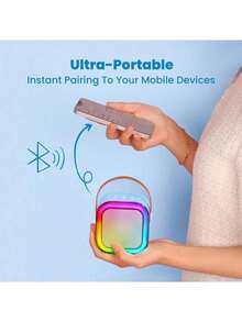 带无线麦克风的便携式无线卡拉 OK 扬声器系统，带 RGB 彩色 LED 灯的 HIFI 立体声 KTV 扬声器，是户外卡拉 OK、运动、旅行、家庭聚会、生日的最佳礼物