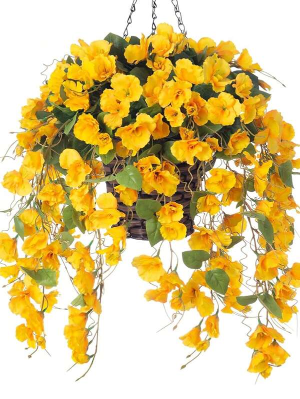 1Pc/2Pcs Artificial Hanging Flowers Fake Hanging Plants Faux Silk Hibiscus Long Vines UV Resistant Realistic Flowers For Basket Home Porch Outside Garden Yard Patio