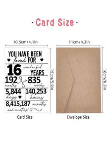 1pc ALLENG Sweet 16th Birthday Card With Envelope - Celebration Greeting Card, 16 Years Milestone Keepsake, Time Countdown Design, Thoughtful Gift For Teen'S Special Day - Multicolor - View 5