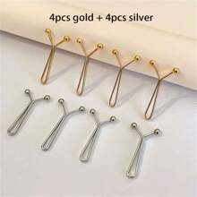 4pcs Invisible Waist Cincher Metal Clips - Adjustable, Fashion Accessory For Jeans And Apparel, U-Shape Scarf Clips To Prevent Wardrobe Malfunction, Easy To Use, Comfortable, Multipurpose - Shirt Sleeve Fastener, T-Shirt Hem Fixer, Non-Damaging, Reusable, Suitable For Casual, Commute, Date, Travel, School