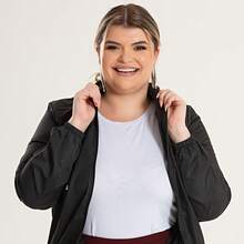 Plus Size Plush Bouclê Jacket G1 To G6 Front Zipper Soft Touch Sophisticated Style Comfort Cold Winter Cozy - 黑色 - 查看 4