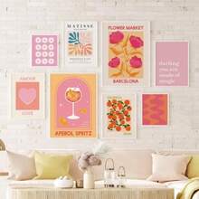 1pc Matisse Juice Fruit Pink Orange Poster Cute Bohemian Heart Wall Art Flower Market Fashion Gallery Wall Bedroom Decoration Gifts Optional Frame - Multicolor - View 1
