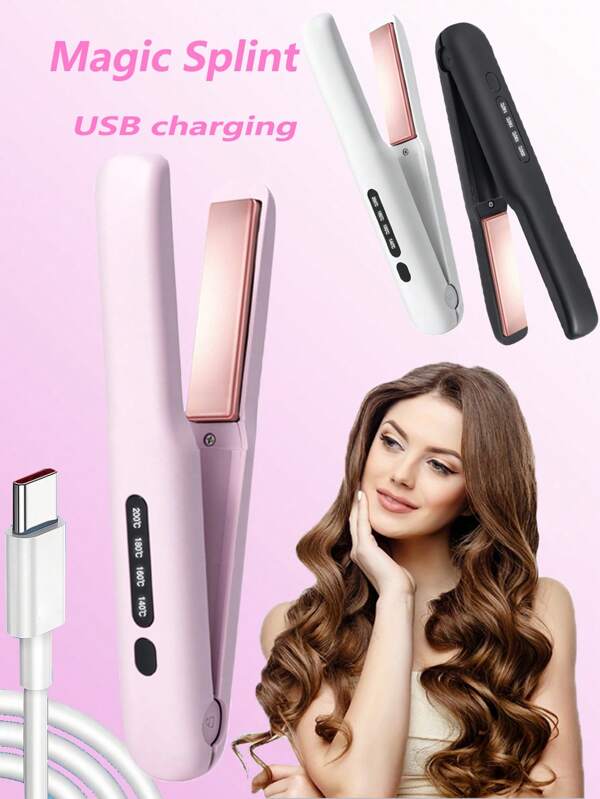 Wireless Hair Straightener, Rechargeable Flat Iron For Men & Women, 2-In-1 Straightener & Curler, Portable Mini Cordless Hair Straightening And Curling Iron; Wireless Non-Rechargeable Mini Hair Straightener, Low Power, Small Flat Iron For Dorm, USB Curling And Straightening Iron 2-In-1 Wireless Non-Rechargeable, Low Power, Small Flat Iron For Dorm; Large Capacity, Long Lasting Rechargeable Hair Straightener & Curler, For Bangs, Big Waves, Curling Iron, Multi-Function