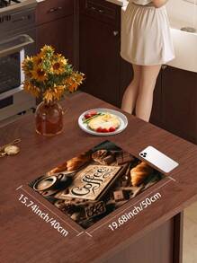 1pc Absorbent Drying Mat, Coffee Machine Mat, Handmade Coffee Pot Drainage Mat, Kitchen Countertop Dish Drying Mat, Breakfast Mat, Non-Slip Heat-Resistant Drainage Mat, Diatomite Drainage Mat, Conceals Stains, Super Drainage Mat, Easy To Clean Dish Rack Mat, Suitable For Kitchen, Dining Table, Cafe, Bar, Holiday, Party, Home Decor, Holiday Gift