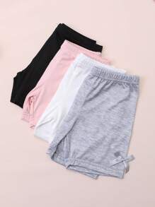4 paia di pantaloncini e leggings da ragazza decorati con fiocchi carini, capi casual eleganti adatti per tutte le stagioni