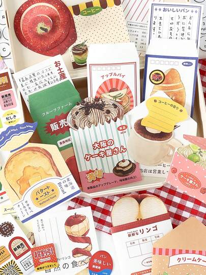 1 Pack Assorted Japanese Style Fresh Food & Coffee Themed Paper Stickers, Scrapbooking/Journaling/DIY Decoration Supplies, School Supplies,Back To School