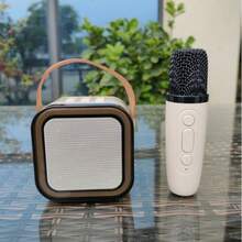 带无线麦克风的便携式无线卡拉 OK 扬声器系统，带 RGB 彩色 LED 灯的 HIFI 立体声 KTV 扬声器，是户外卡拉 OK、运动、旅行、家庭聚会、生日的最佳礼物