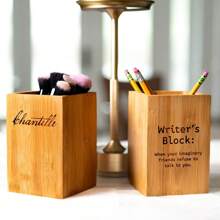 Custom Art Supplies Storage Box, Handmade Wooden Pen Holder, Desktop Pen Holder, Artist Gift, Housewarming Gift, Makeup Artist Gift, Graduation Gift, Teacher Gift