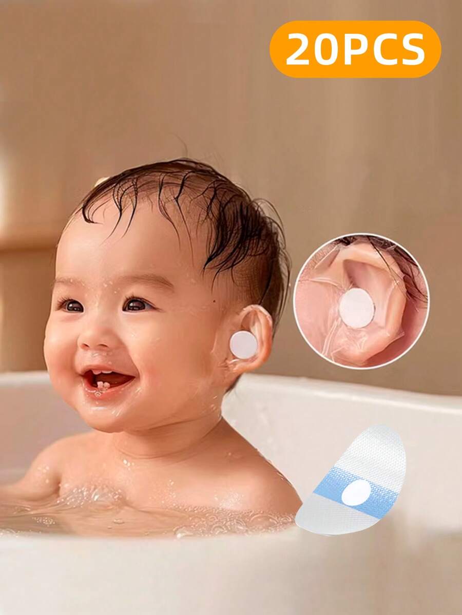 20pcs Silicone Ear Plugs For Infants, Waterproof Ear Patch For Bathing & Swimming