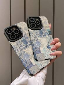 1pc Summer Blue Ocean Element Classic Anti-Fall Soft Protective Phone Case, Compatible With Apple And