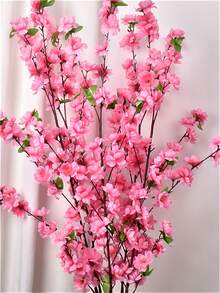 1件仿真丝花束家居装饰，粉色花朵配绿色叶子，适用于婚礼、生日、周年纪念派对、餐桌、客厅、卧室装饰 - 白色 - 查看 2