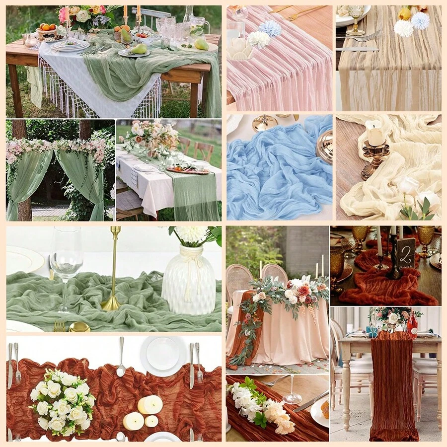 Cheesecloth Table Runner, Suitable For Bridal Shower Decorations, Weddings, Thanksgiving, Christmas, And Birthday Celebrations. Cheesecloth Spring Table Runner For Shower Bridal Wedding Decoration Gauze Rustic Table Runner For Party First Communion Centerpiece Engagement.