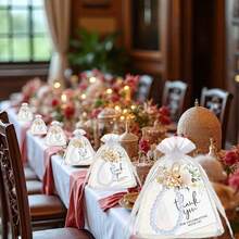 Bộ 15 móc khóa nơ và ngọc trai giả thanh lịch, bao gồm móc khóa, thiệp cảm ơn và túi vải organza trắng, lý tưởng làm quà tặng cô dâu, sinh nhật và đám cưới. - nơ - Xem 7