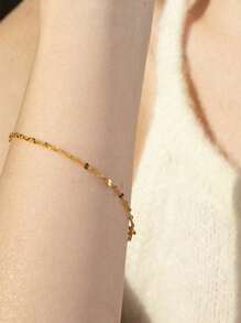 1 pièce Bracelet À Chaîne En Acier Inoxydable En Plaquage À L'Or Serpent Os Pour Adapté Pour Port Quotidien