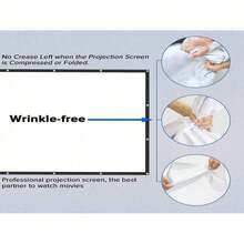 80-Inch, 72-Inch, 100-Inch Projection Screen, Portable Foldable Projection Screen 16:9 4K 3D Indoor/Outdoor Projector Movie Screen With Carrying Bag, Suitable For Home Theater, Camping And Entertainment Activities - Multicolor - View 9