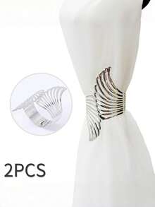 2pcs/1PC Golden/Silvery Double Wing Pattern Spring Curtain Tiebacks, Design Unique, With Adjustable Hollow Curtain Buckle, Suitable As A Bedroom Curtain Tie Or Living Room Curtain Tie, 57gsm
