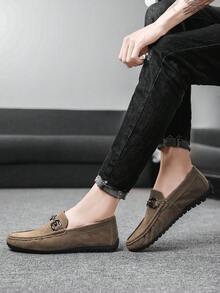 男士新款乐福鞋【透气牛皮鞋面步行鞋】男士休闲便士乐福鞋，采用双层牛皮鞋面，透气轻便一脚蹬，适合户外散步、驾车、办公和日常穿着，春夏季 - 卡其色 - 查看 2