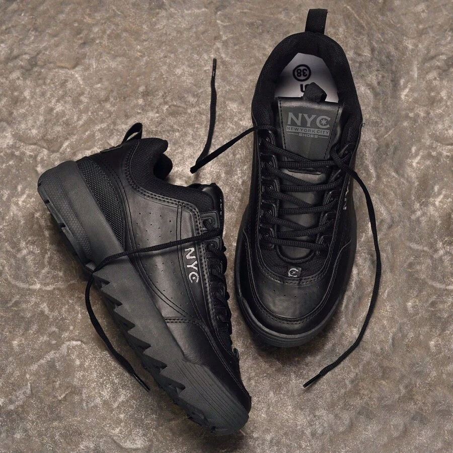 White Casual Women's Men's Platform Tractor Sneakers JS SHOES - 黑色 - 查看 1