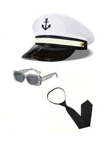 成人游艇政策船长帽可调节男式女式海军陆战队海军上将帽制服派对花式船长帽万圣节