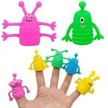 6/12/24pcs Finger Puppet Toys, Cute Soft Rubber Finger Puppets, Elastic & Stress Relief, Suitable For Role Play, Birthday Party And More, Assorted Styles & Colors - Multicolor - View 5