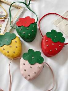 New Cute Mini Red Strawberry Messenger Bag For Spring And Summer, Pu Material Zipper Closed Messenger Bag Coin Purse, Four Fashionable Fruit Colors To Choose From, Lightweight Mini Cute Coin Purse - Multicolor - View 9