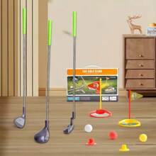 Adjustable Kids Golf Toy Set, Includes 3 Telescopic Golf Clubs, 3 Balls, 2 Targets And 2 Bases - Indoor/Outdoor Sports Game For 3-8 Years Old Children, Made Of PP Material In Red And Yellow