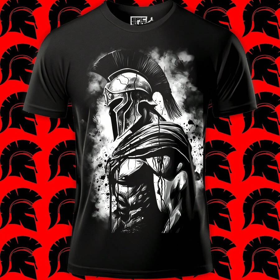 Playera Unisex con Estampado de Espartano | Diseño Urbano y Comodo | Streetwear, Festivales y Uso Diario | Algodón Peinado y Corte Holgado  | Ideal para Outfits Casuales, Fiestas o Regalos | Hombre y mujer - Negro - Ver 1