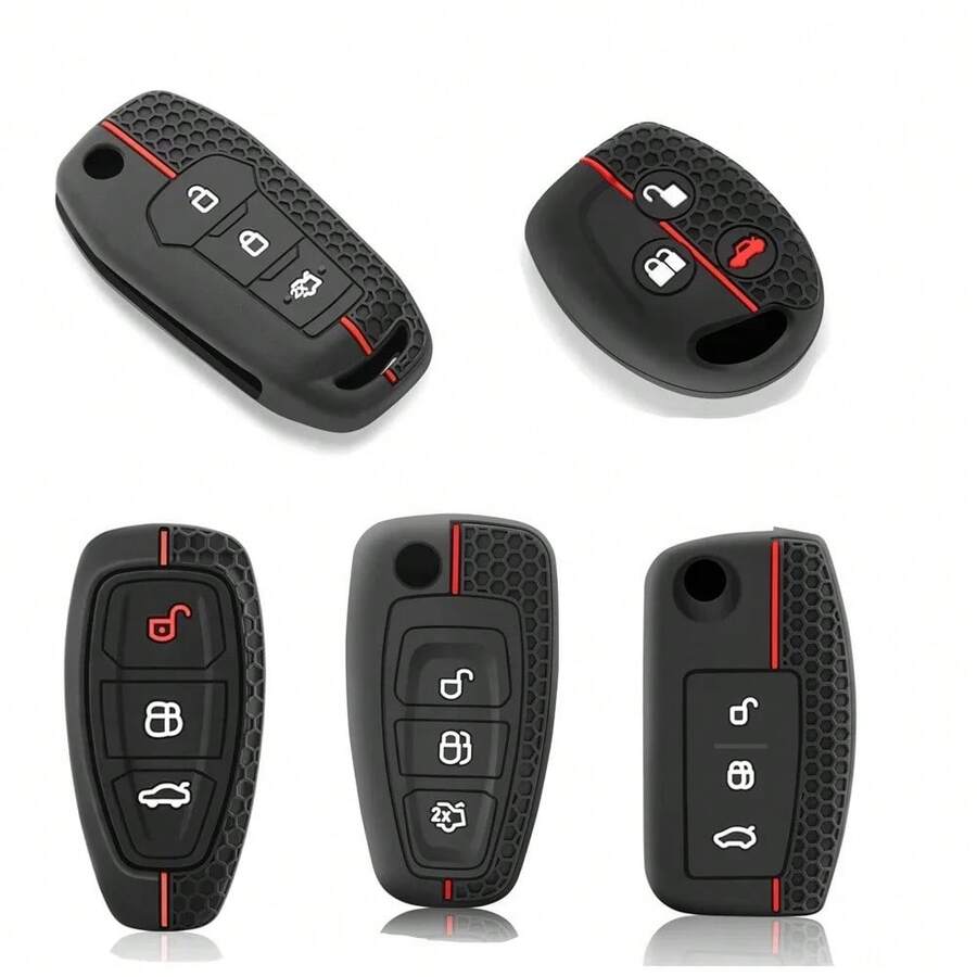 Vỏ chìa khóa xe hơi bằng silicon cho Grand C Max Focus Mondeo Kuga Carnival Ecosport Transit Kuga Vỏ bảo vệ Phụ kiện chìa khóa - màu đen - Xem 1