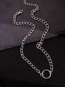 1pc Fashion Punk Chain Necklace For Men, Party Jewelry - Silver - View 2