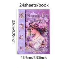 24Sheets/Book Sticker Books, Years Of Lingering Series, Retro And Exquisite European-Style Girl And Flower-Themed Stickers, Scrapbook Supplies, Notebook Accessories, Decorative Notebooks, Photo Frames, Phone Cases, Water Cups, Garbage Magazines, Stationery Boxes, DIY Personalized Stickers,School Supplies,Back To School