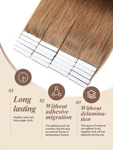 real me. 50g 20pcs Tape In Human Hair Extension For Salon Quality 6# Chocolate Brown Golden Silky Seamless Invisible Straight Tape In Human Hair Extensions Long Lasting Hair Thick Ends - S6 - View 2
