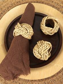 1/2/4pcs Natural Material Napkin Rings, Bohemian Style Napkin Holders, Country Rustic Napkin Clips, Woven Napkin Rings