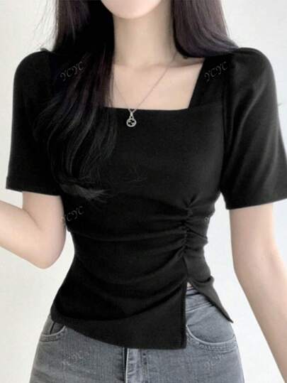 2025 Summer Women's New Office Casual Versatile Design T-Shirt, Short Sleeve