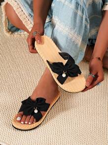 2025 New Fashion Versatile Butterfly Decor Sandals, Comfortable Thick Sole Elastic Band, Stylish & Elegant For Travel