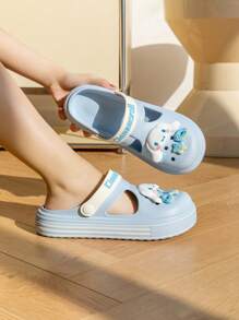 Sanrio Sanrio Cartoon Character Printed EVA Slide Sandals, Women & Kids Outdoor Casual Slippers For Kuromi, Cinnamoroll, Melody