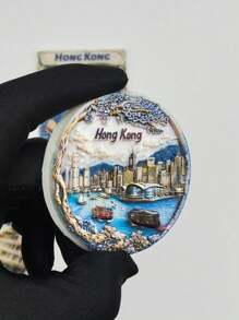 1 PIEZA Imán de nevera de resina con diseño de barco de crucero de arquitectura de Hong Kong, imán decorativo 3D estéreo plano personalizado y lindo como recuerdo de viaje, decoración para el hogar, cocina, habitación, oficina