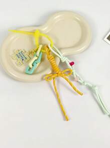 1 PIEZA Accesorio de bolso con estilo de macaron para la playa, fiesta, estilo de playa, que contiene cuerda y llavero con forma de rompecabezas de acrílico, accesorio de llavero que se puede usar como colgante de bolso o coche. Regalo de San Valentín elegante para adolescentes