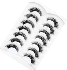 False Eyelashes Faux Mink Lashes Cat-Eye Look 18MM Wispy Long 8D Volume Fake Eyelash Strips 7 Pairs Pack