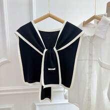 1pc Women Knit Contrast Color Scarf Collar Neck Warmer - Black - View 7